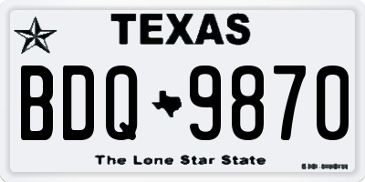 TX license plate BDQ9870