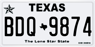 TX license plate BDQ9874