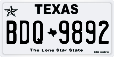 TX license plate BDQ9892