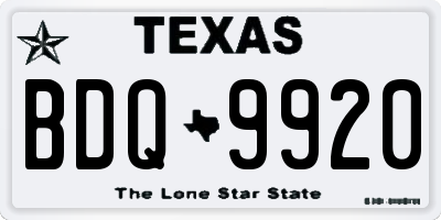 TX license plate BDQ9920