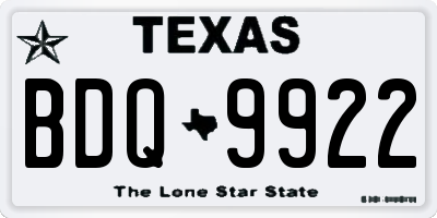 TX license plate BDQ9922