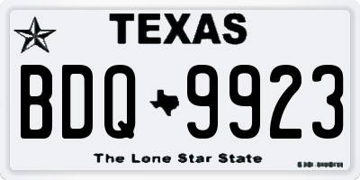 TX license plate BDQ9923