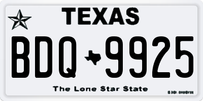 TX license plate BDQ9925