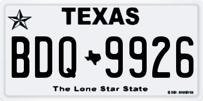 TX license plate BDQ9926