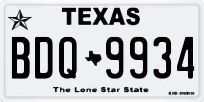 TX license plate BDQ9934