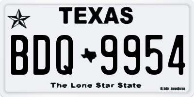 TX license plate BDQ9954
