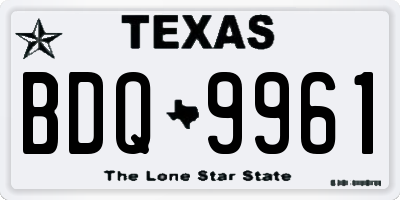 TX license plate BDQ9961