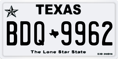 TX license plate BDQ9962