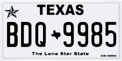 TX license plate BDQ9985