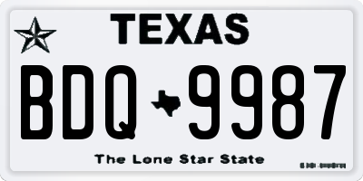 TX license plate BDQ9987