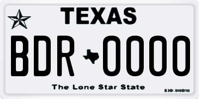TX license plate BDR0000
