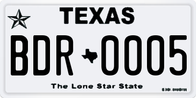 TX license plate BDR0005