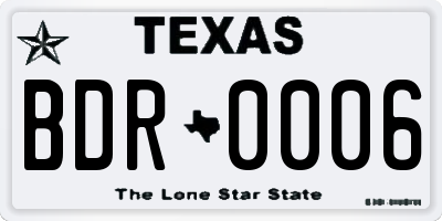 TX license plate BDR0006