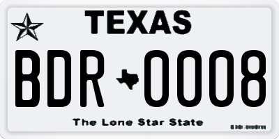 TX license plate BDR0008