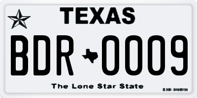 TX license plate BDR0009