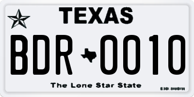 TX license plate BDR0010