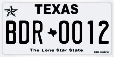 TX license plate BDR0012