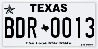 TX license plate BDR0013