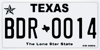TX license plate BDR0014
