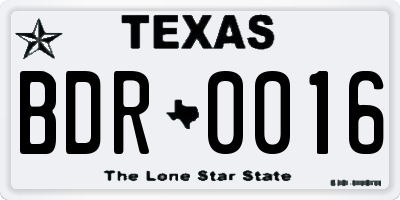 TX license plate BDR0016