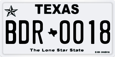 TX license plate BDR0018