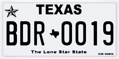 TX license plate BDR0019