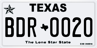 TX license plate BDR0020