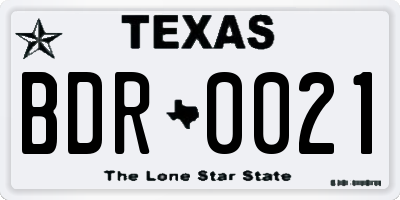 TX license plate BDR0021