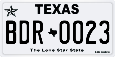 TX license plate BDR0023
