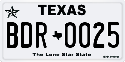 TX license plate BDR0025
