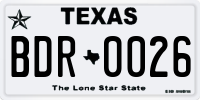 TX license plate BDR0026