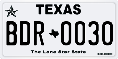 TX license plate BDR0030