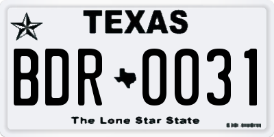 TX license plate BDR0031