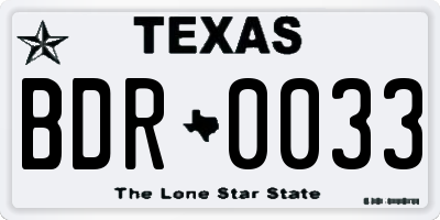 TX license plate BDR0033