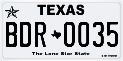 TX license plate BDR0035