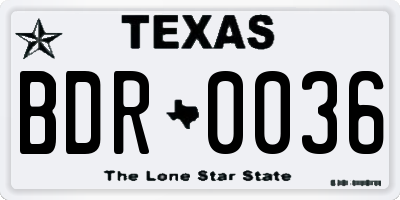 TX license plate BDR0036