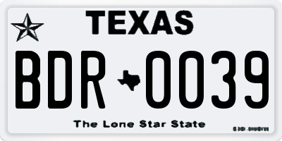 TX license plate BDR0039