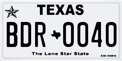 TX license plate BDR0040