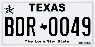TX license plate BDR0049