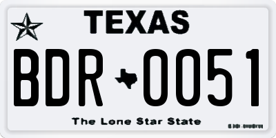 TX license plate BDR0051