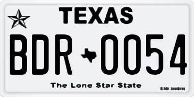 TX license plate BDR0054