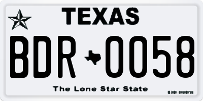 TX license plate BDR0058