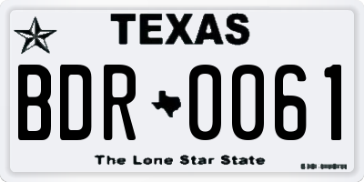 TX license plate BDR0061