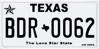 TX license plate BDR0062