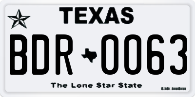 TX license plate BDR0063