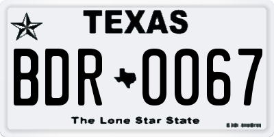 TX license plate BDR0067