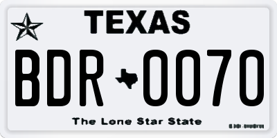 TX license plate BDR0070