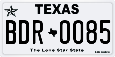 TX license plate BDR0085