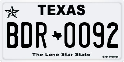 TX license plate BDR0092