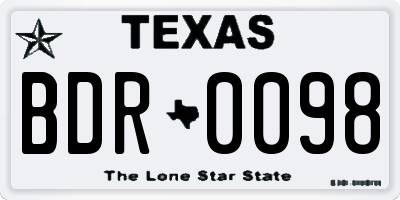 TX license plate BDR0098
